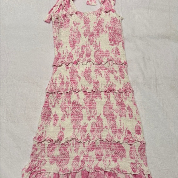 Buddy Love size Small Pink and White Smocked Tiered Sundress - Picture 1 of 3
